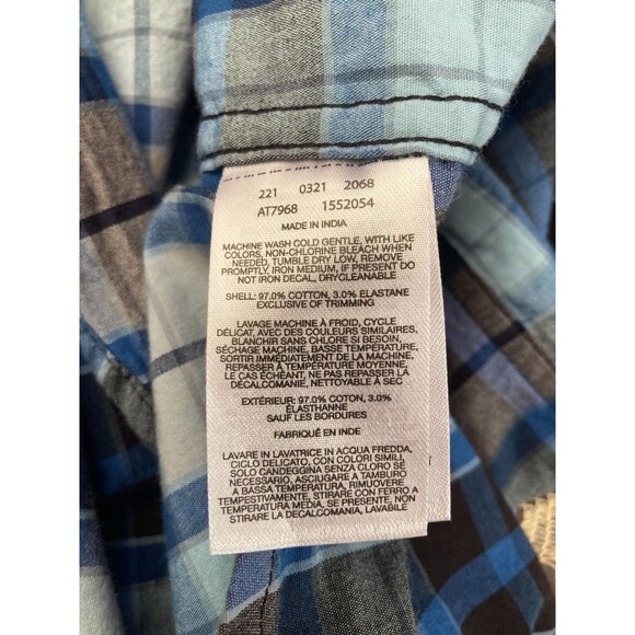 Columbia Button Down Shirt Size XL Blue Black Plaid Long Sleeve Cabin Cotton - Picture 5 of 6